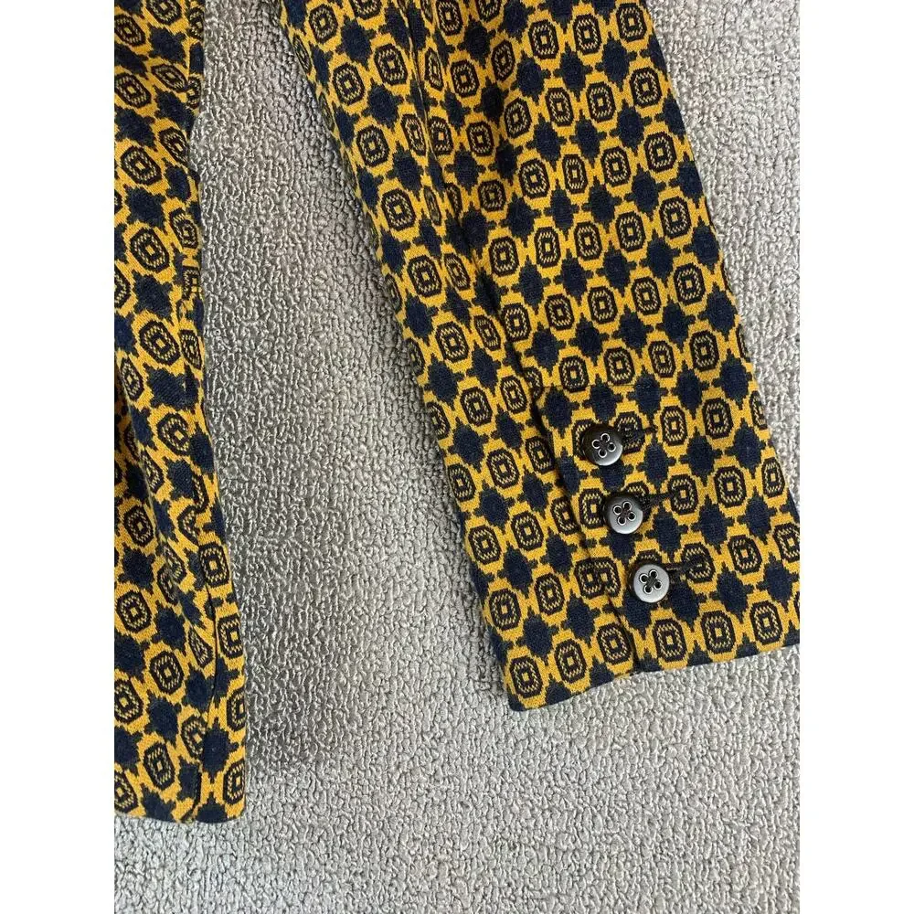 Cabi Standout Kensinggton Proper Blazer & Skirt Set Gold Navy Medallion Small